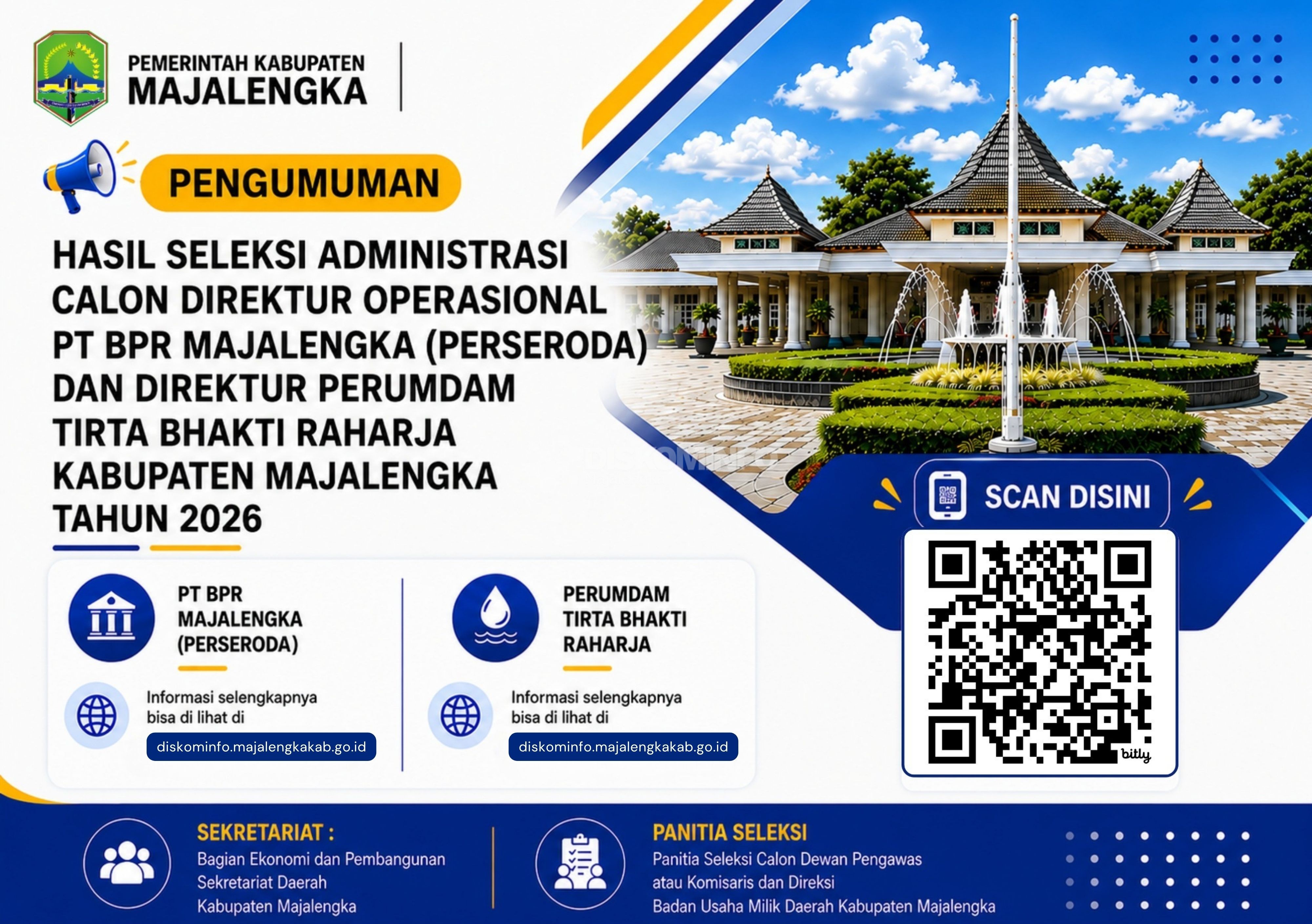Resmi, Pemkab Majalengka Rilis Daftar Nama Peserta Lolos Seleksi Administrasi Calon Direksi BPR Majalengka dan Perumdam Tirta Bhakti Raharja